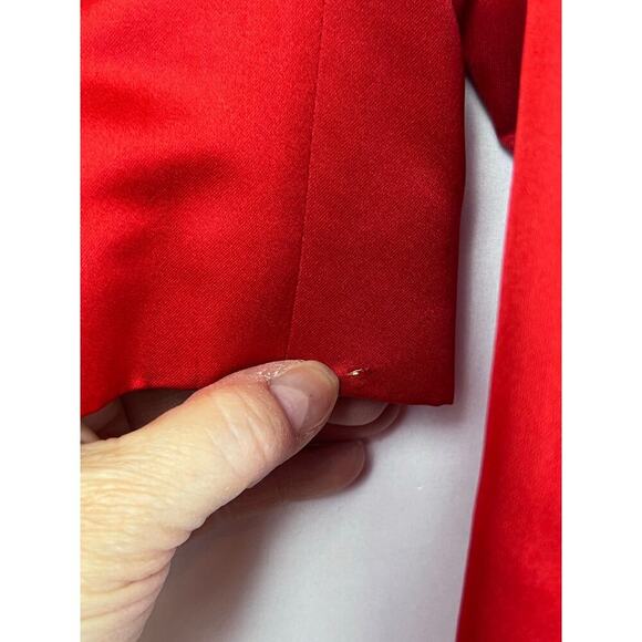 Blassport Women's Size 8 Red Satin Asian Inspired Button Front Cropped Jacket - Picture 7 of 9